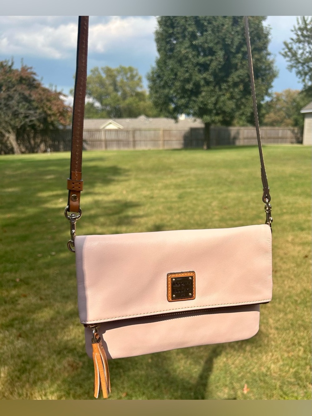 Dooney & Bourke Blush Florentine Foldover Zip Crossbody EUC